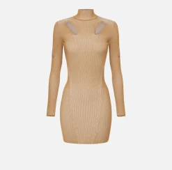Miniabito in viscosa a costine con cut-out