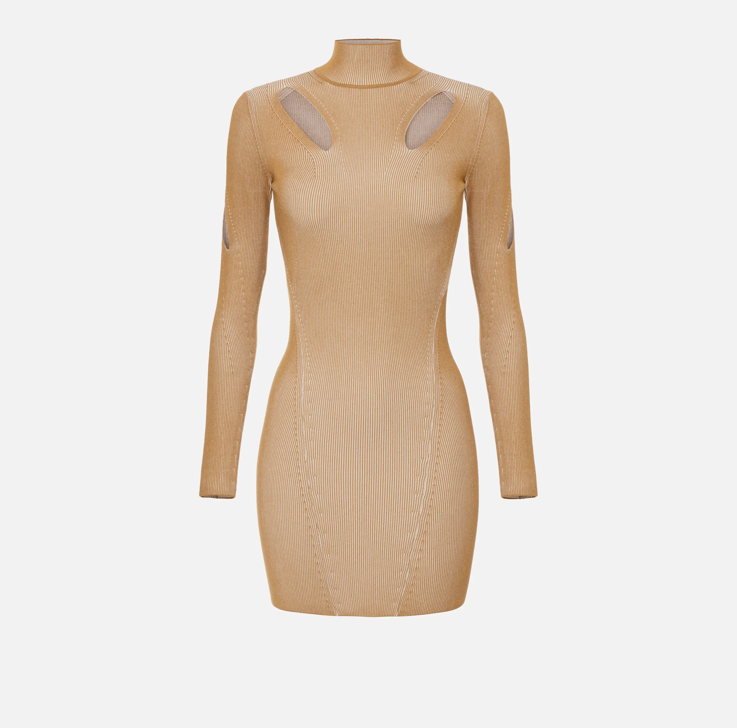 Miniabito in viscosa a costine con cut-out