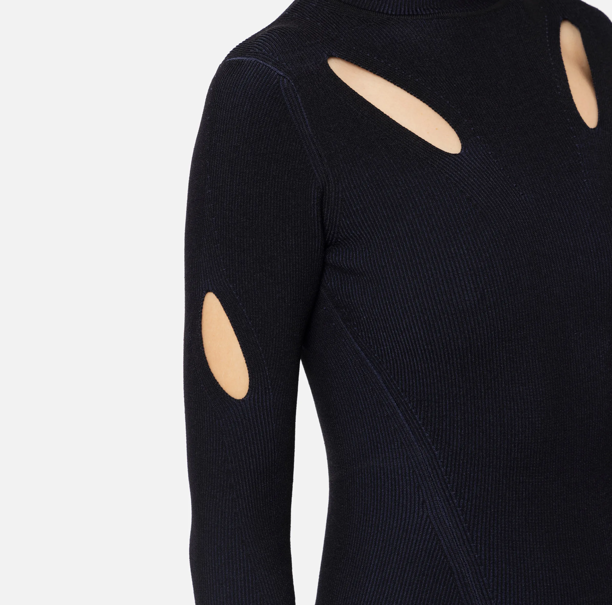 Miniabito in viscosa a costine con cut-out