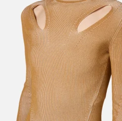 Miniabito in viscosa a costine con cut-out