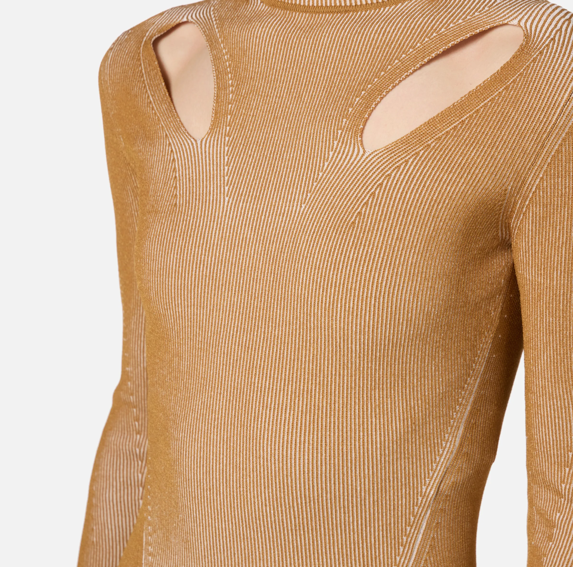 Miniabito in viscosa a costine con cut-out