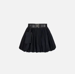 Minigonna a palloncino in nylon tecnico con cintura