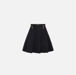 Minigonna a pieghe in nylon tecnico con zip