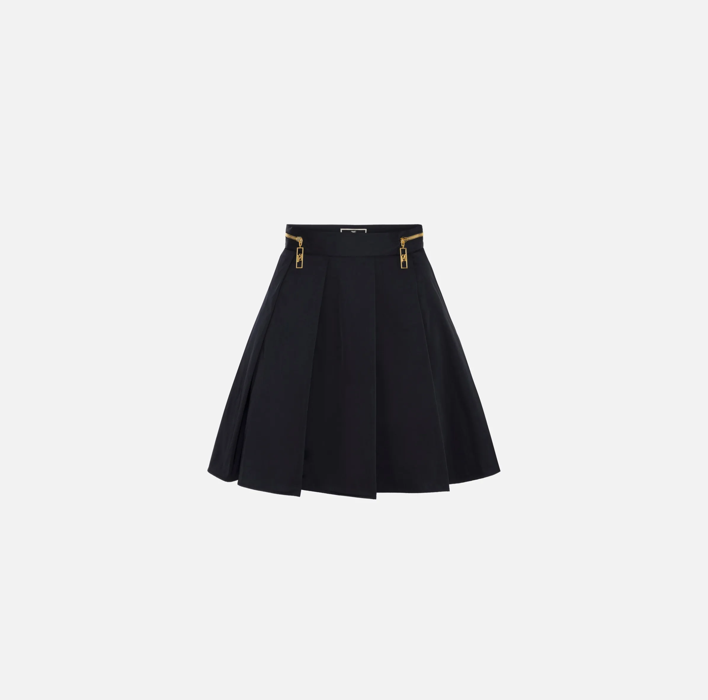 Minigonna a pieghe in nylon tecnico con zip