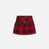 Minigonna a pieghe in tartan di lana