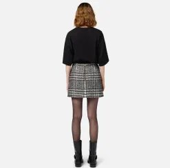 Minigonna a portafoglio in tweed laminato