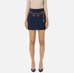 Minigonna in crêpe stretch con cintura
