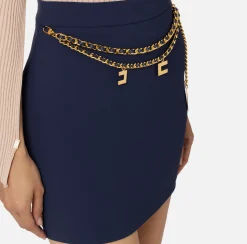 Minigonna in crêpe stretch con cintura