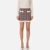 Minigonna in viscosa jacquard con logo