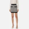 Minigonna in viscosa jacquard con logo