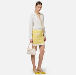 Minigonna in viscosa jacquard con logo