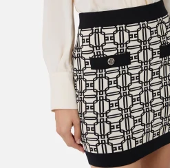 Minigonna in viscosa jacquard con logo