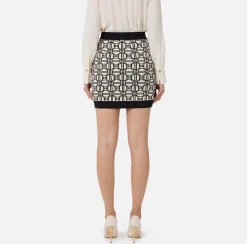 Minigonna in viscosa jacquard con logo