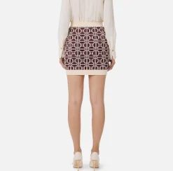 Minigonna in viscosa jacquard con logo