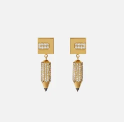 Orecchini con strass a forma di matita