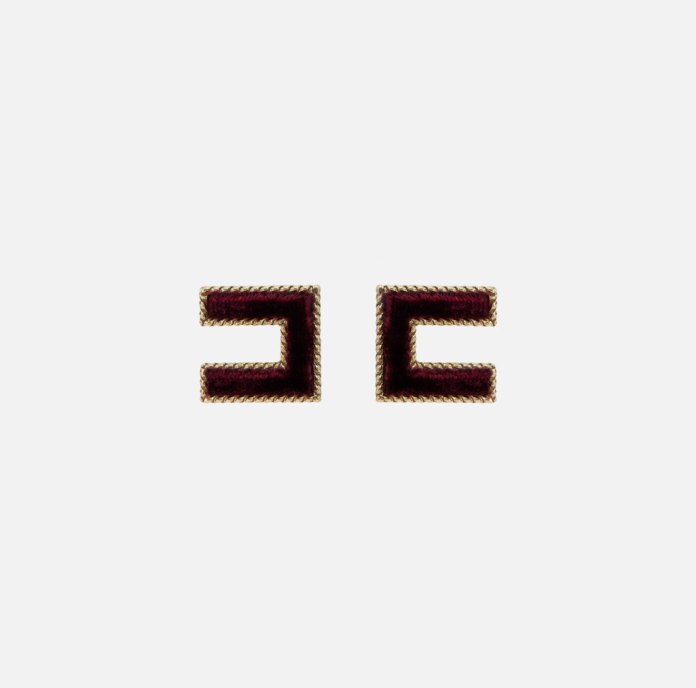 Orecchini logo in metallo dorato e velluto