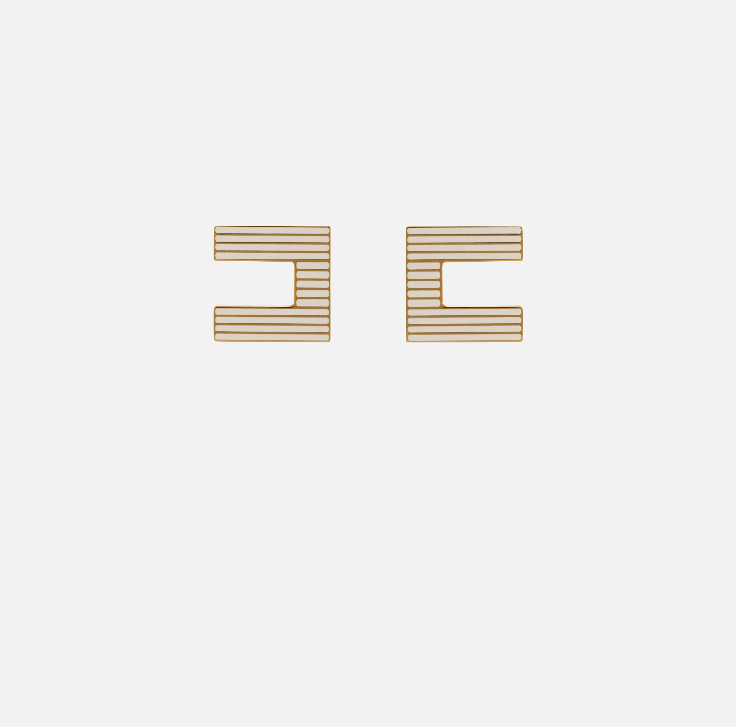 Orecchini logo in ottone a righe smaltate