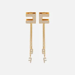 Orecchini logo in strass con pendenti