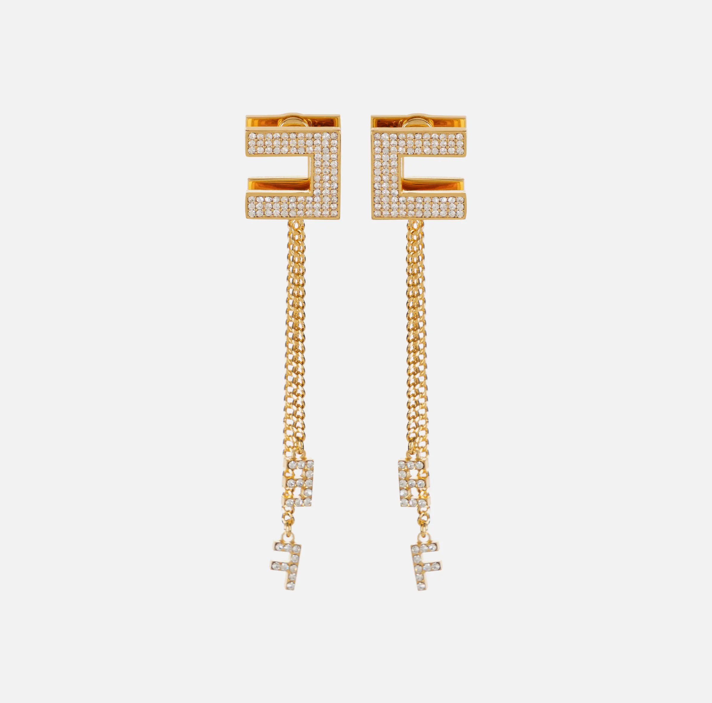 Orecchini logo in strass con pendenti