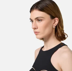 Orecchini logo in strass con pendenti