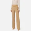 Pantalone a palazzo in crêpe stretch con cintura