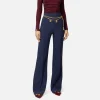 Pantalone a palazzo in crêpe stretch con cintura