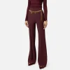 Pantalone a palazzo in crêpe stretch con cintura