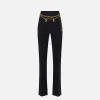 Pantalone a palazzo in crêpe stretch con cintura