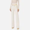 Pantalone a palazzo in crêpe stretch con cintura