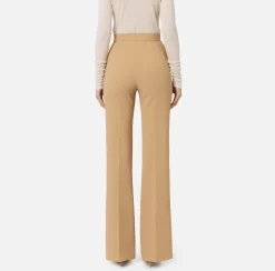 Pantalone a palazzo in crêpe stretch con cintura