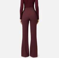 Pantalone a palazzo in crêpe stretch con cintura