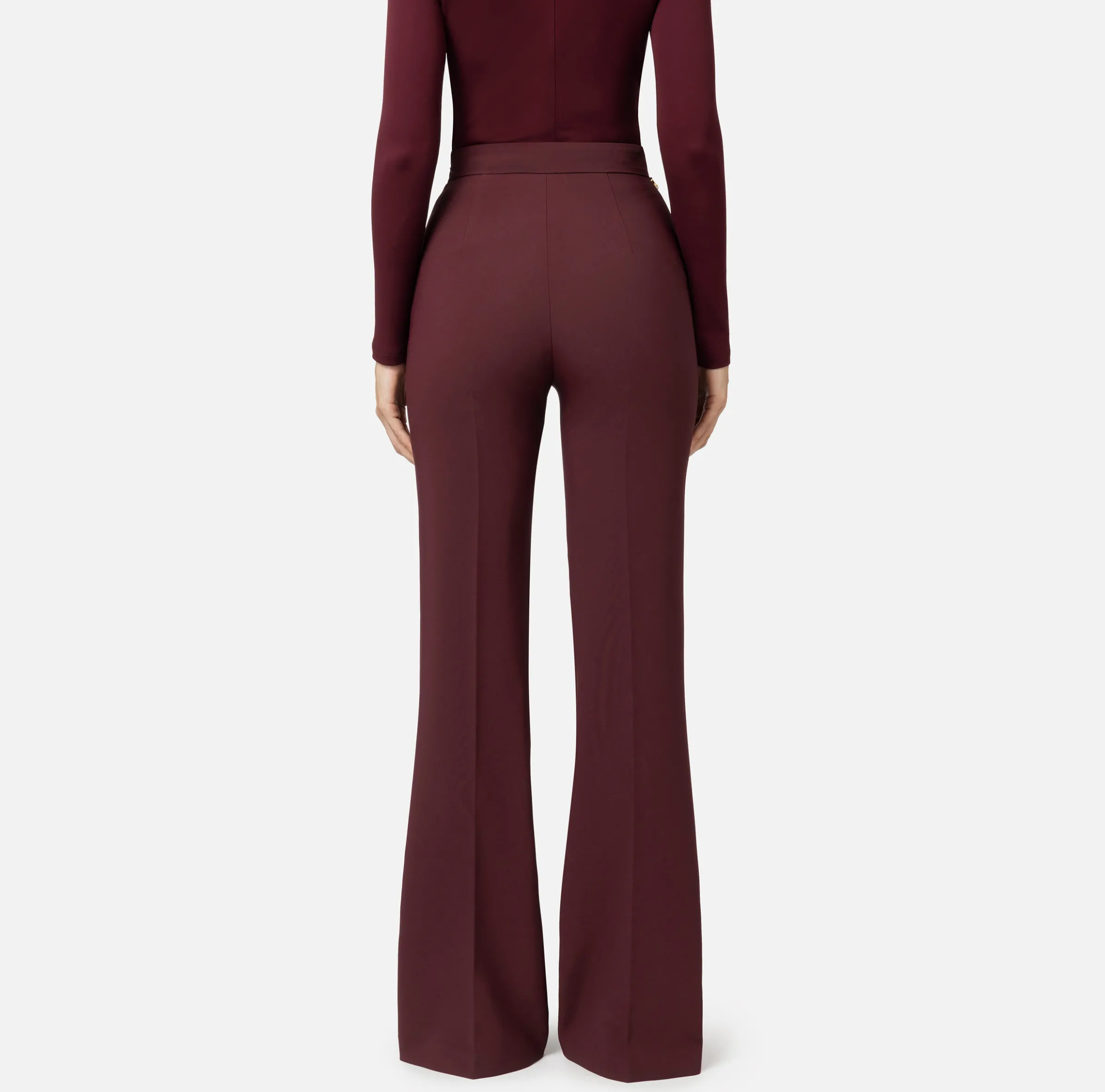 Pantalone a palazzo in crêpe stretch con cintura