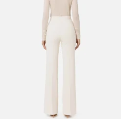 Pantalone a palazzo in crêpe stretch con cintura