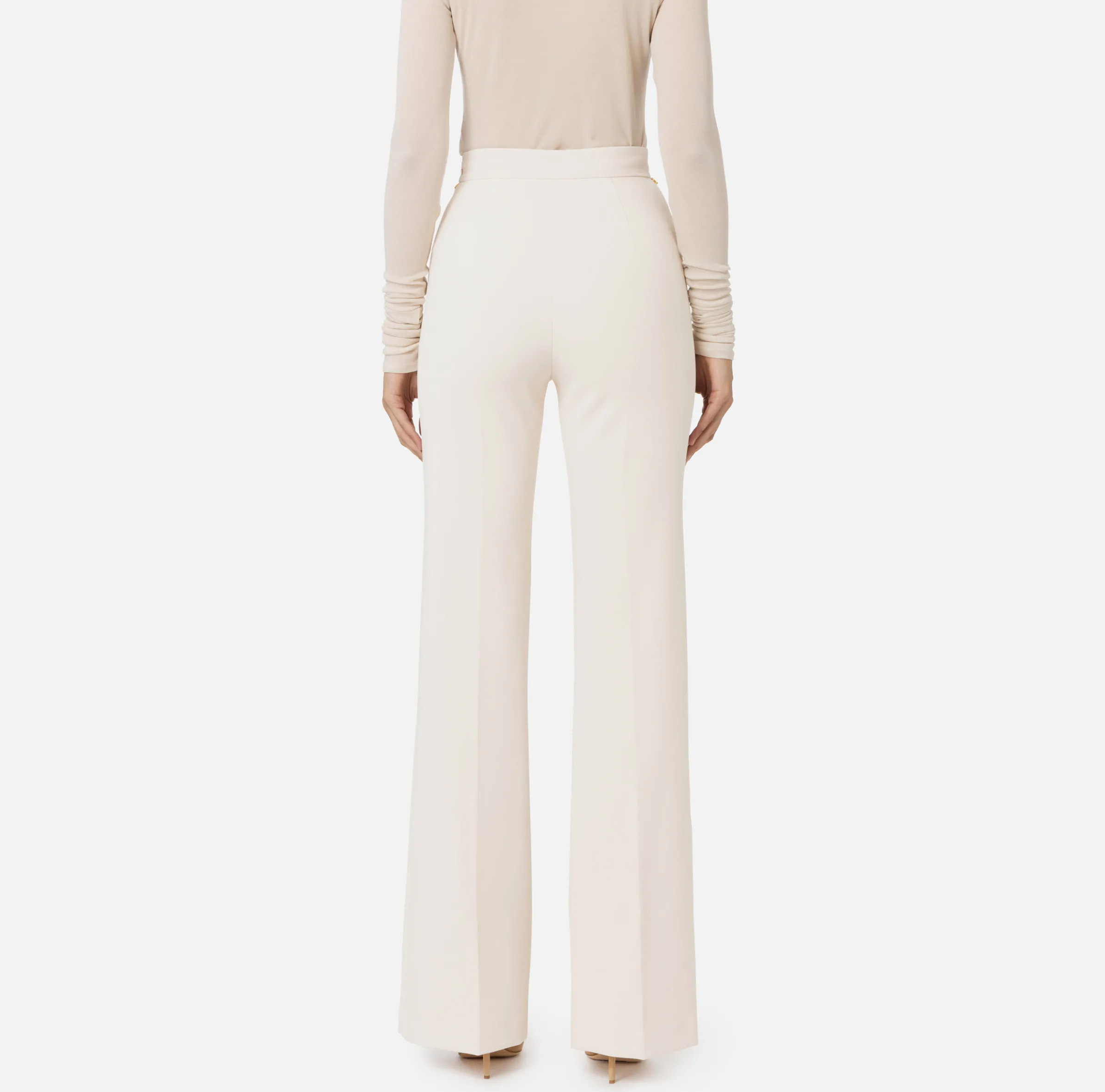 Pantalone a palazzo in crêpe stretch con cintura