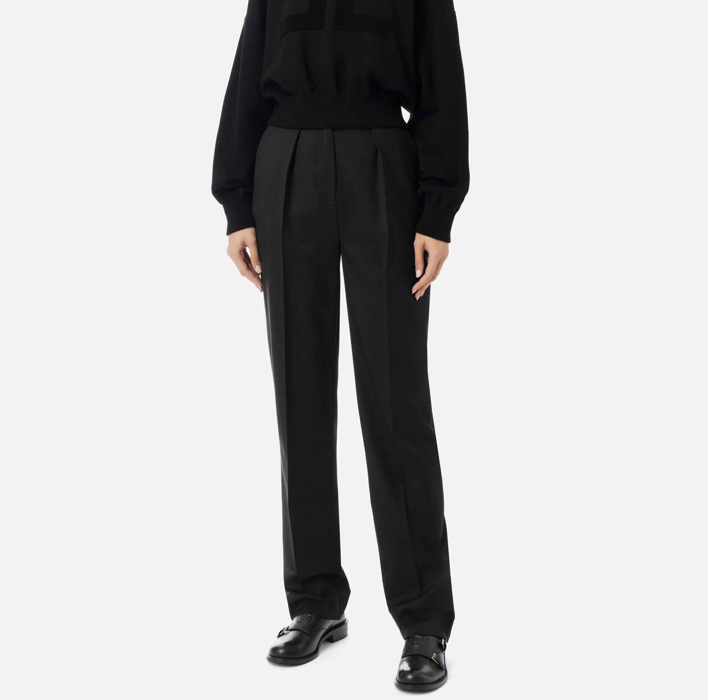 Pantalone con pinces in fresco di lana