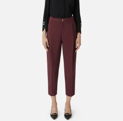 Pantalone cropped in crêpe con pinces