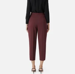 Pantalone cropped in crêpe con pinces