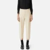 Pantalone cropped in fresco di lana stretch con pinces