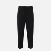 Pantalone cropped in fresco di lana stretch con pinces