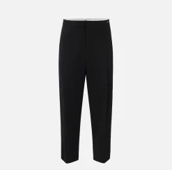Pantalone cropped in fresco di lana stretch con pinces