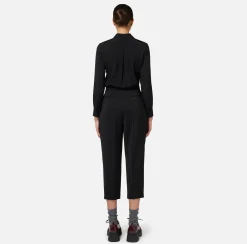 Pantalone cropped in fresco di lana stretch con pinces