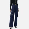 Pantalone dritto in crêpe con tasche e cintura