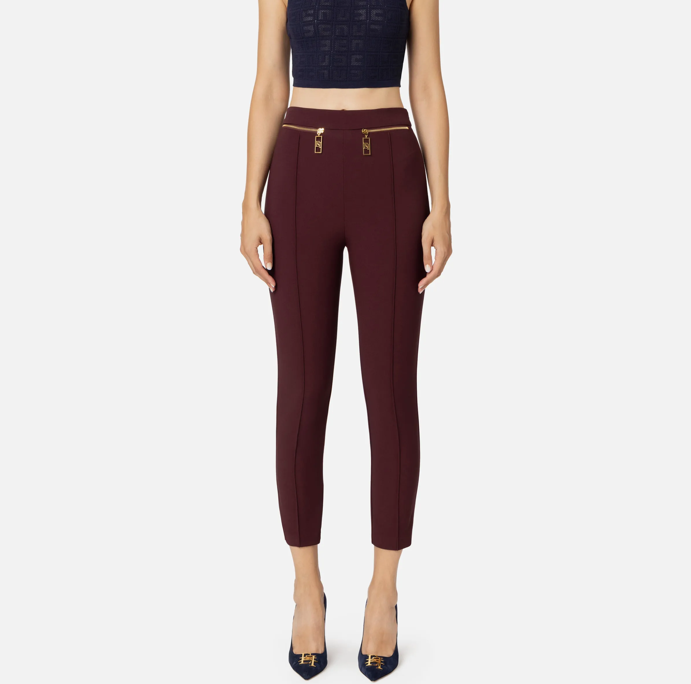 Pantalone dritto in crêpe con zip