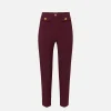 Pantalone dritto in crêpe stretch con rivetto logo