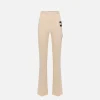 Pantalone dritto in crêpe stretch con bande e ricamo logo