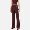 Pantalone dritto in crêpe stretch con bande e ricamo logo