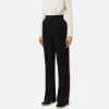 Pantalone dritto in crêpe satin con bande