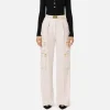 Pantalone dritto in crêpe con tasche e cintura