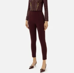 Pantalone dritto in crêpe stretch con zip