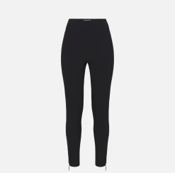Pantalone dritto in crêpe stretch con zip